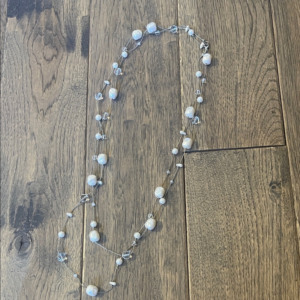 Elegant Silver and White Beaded Necklace